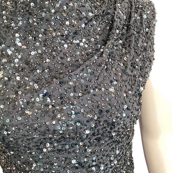 Alice + Olivia Black Sequin Sleeveless 2pc Top & Skirt Size 2 Cocktail - Picture 7 of 10